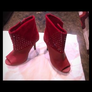 Red leather  bootie boot